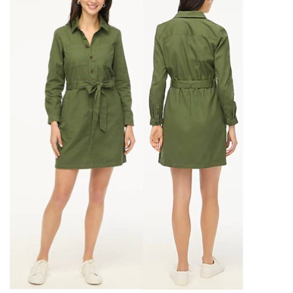 J Crew Women's Utility ShirtDress Chino Size 18 Button Front Cotton Party $118